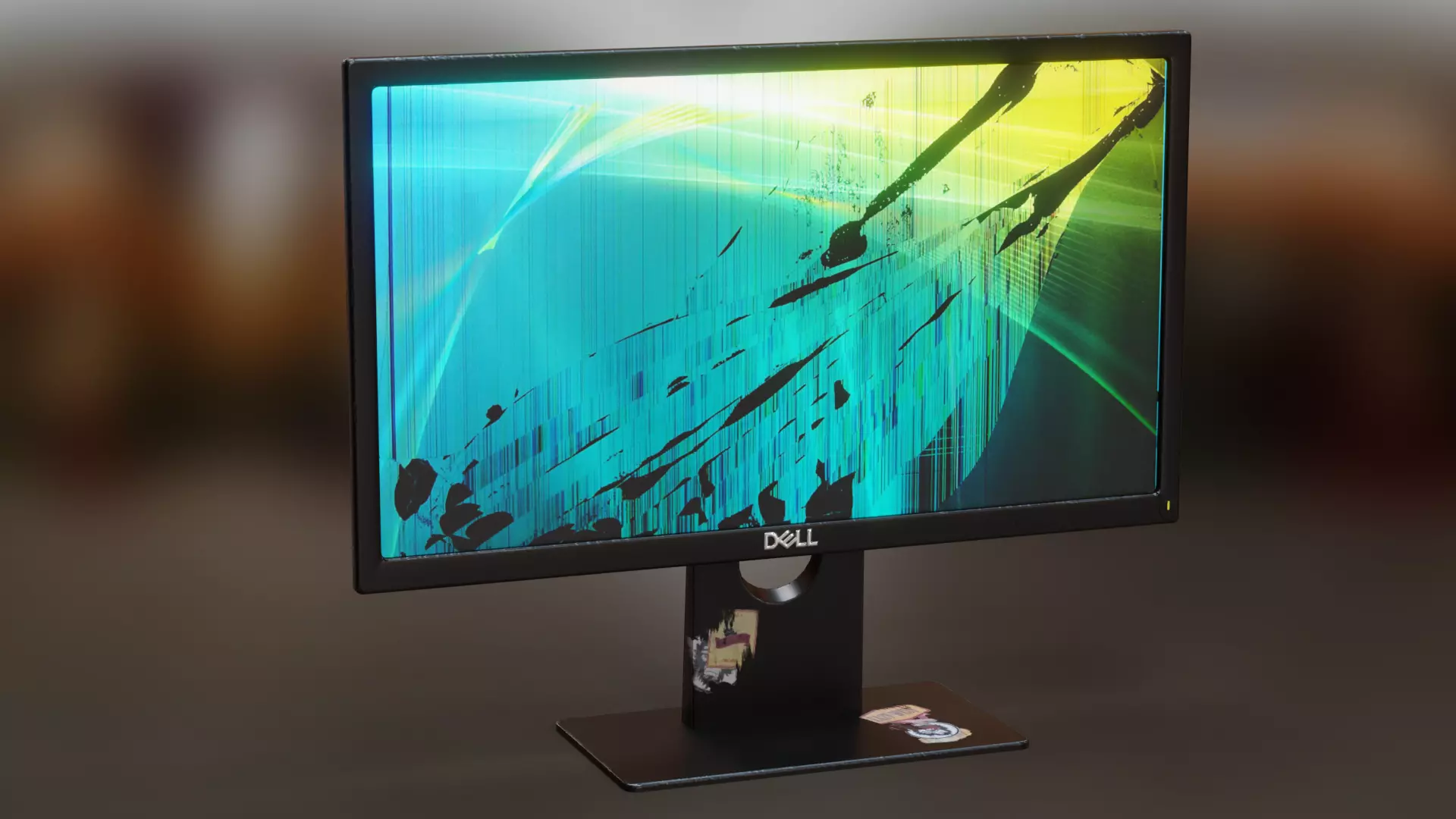 Desktop Computer Monitor with Emission Low-poly 3D model_0