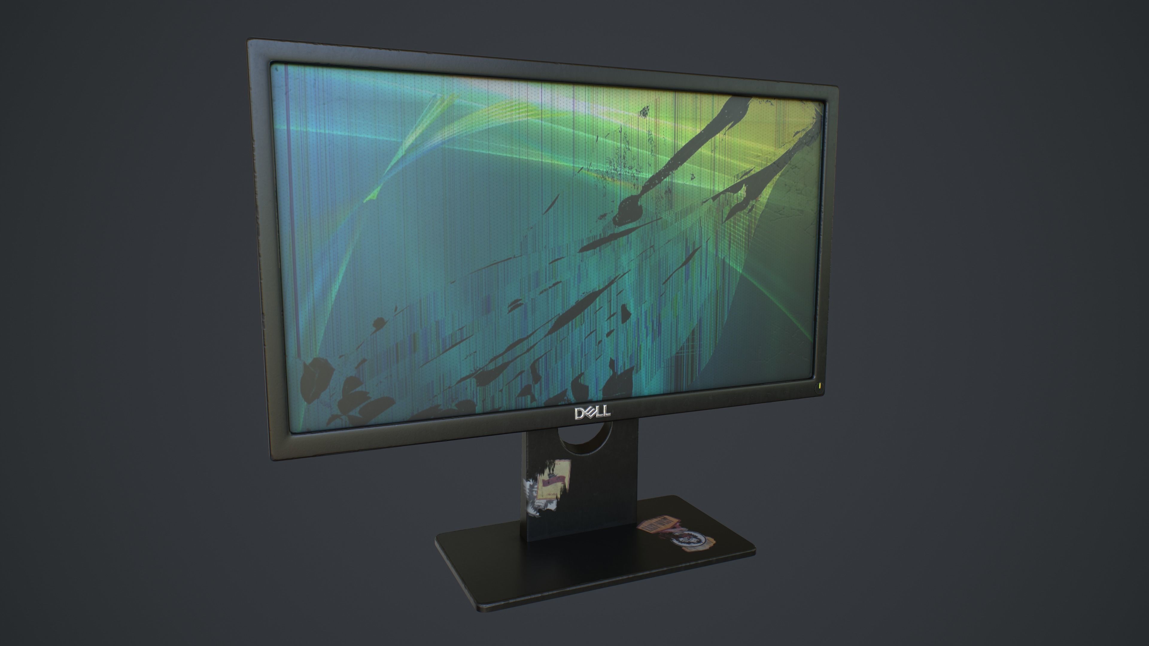 Desktop Computer Monitor with Emission Low-poly 3D model_2