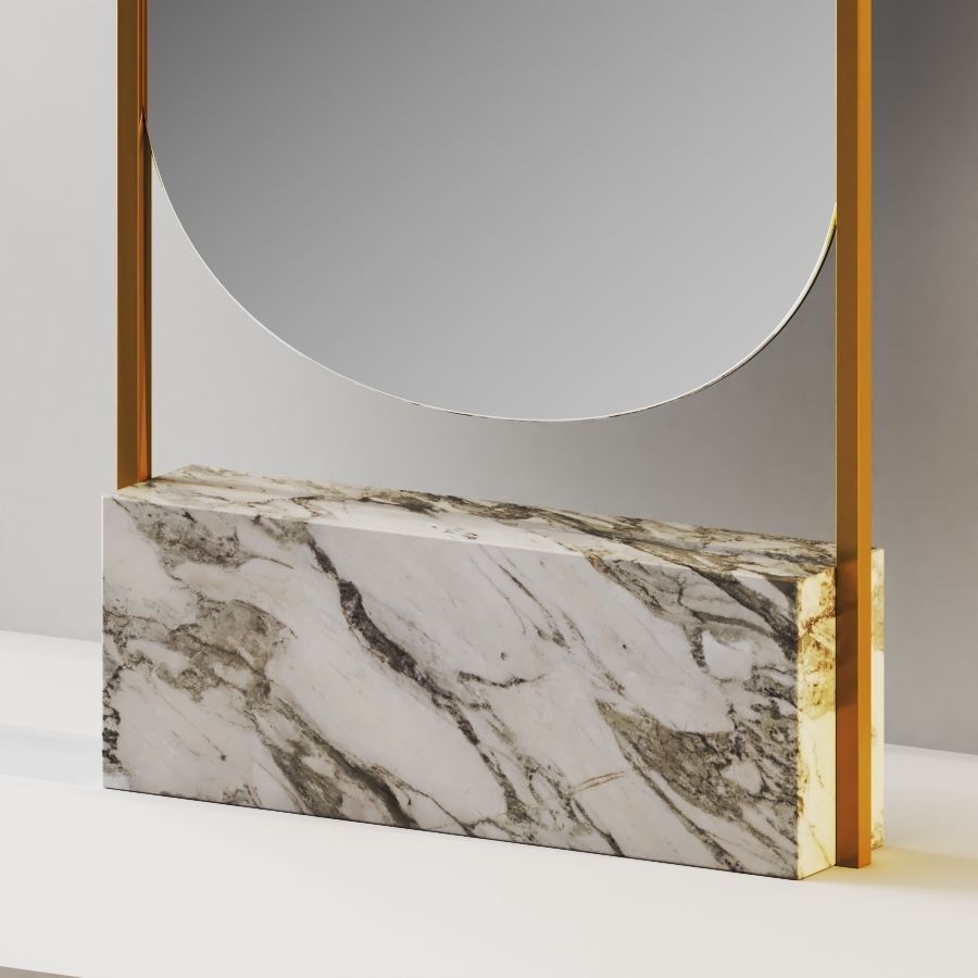 Marble Base Free Standing Mirror by Brett Beldock 3D model_1