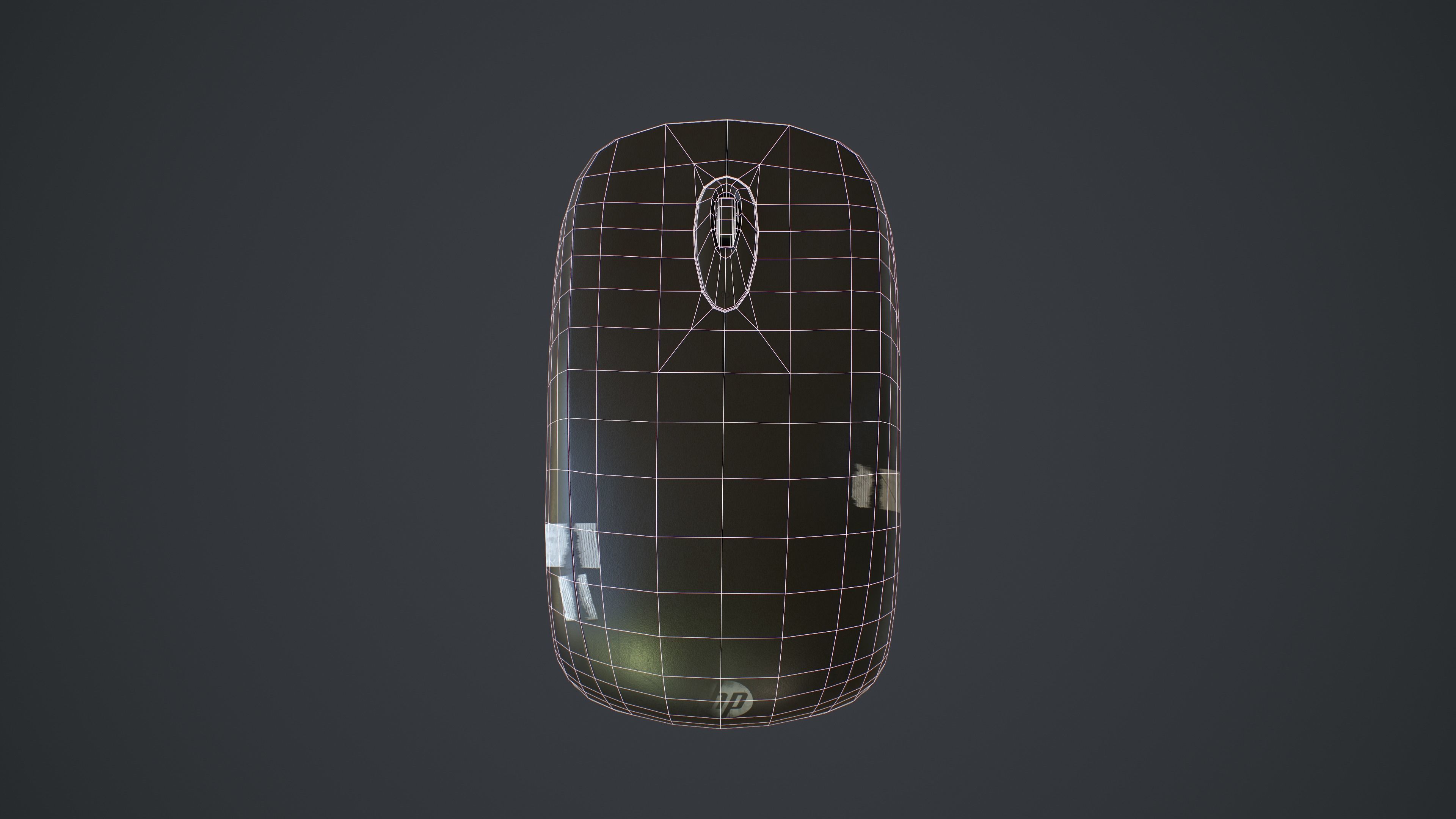 Used Black Computer Mouse Low-poly 3D model_3