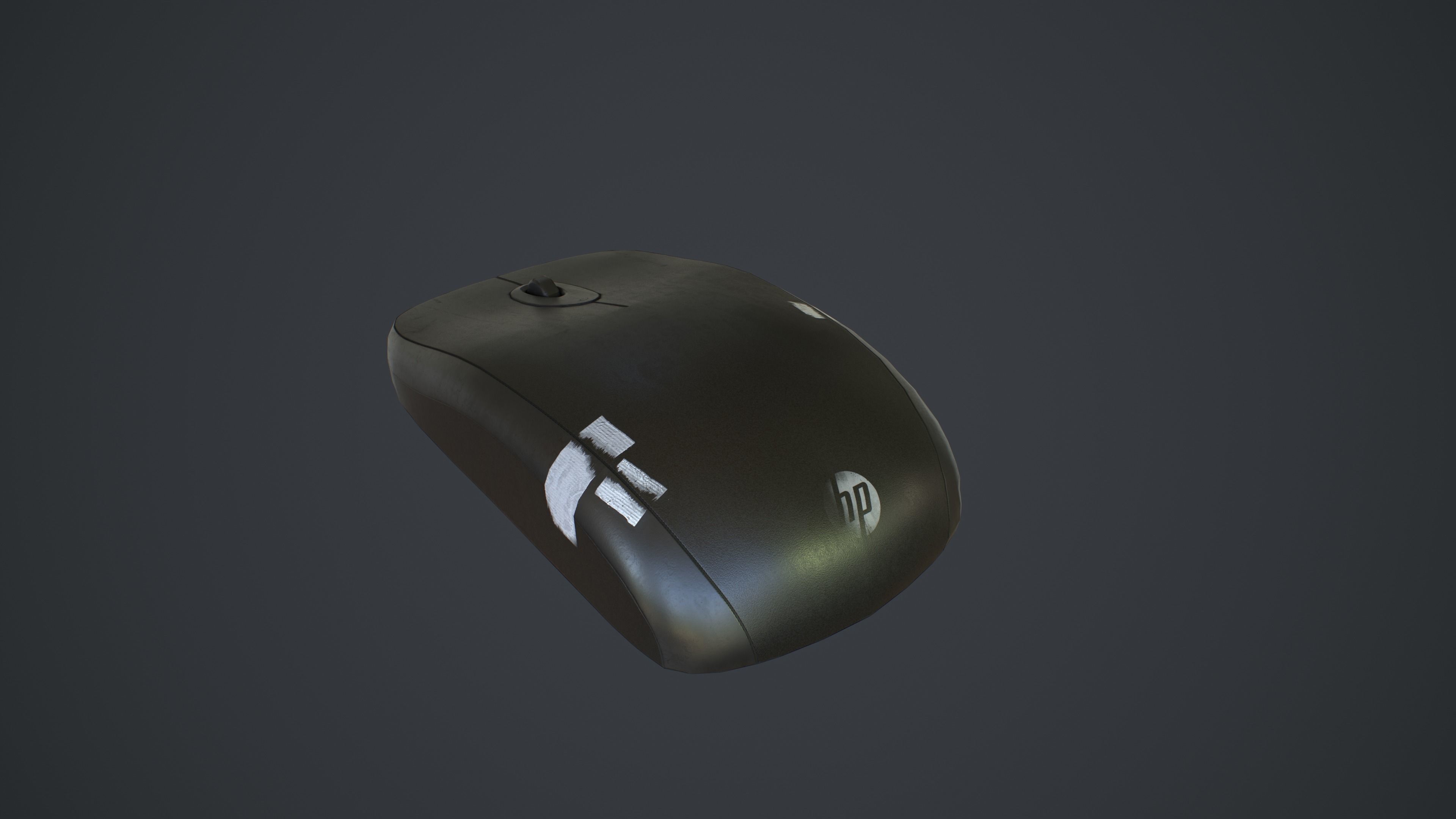 Used Black Computer Mouse Low-poly 3D model_6