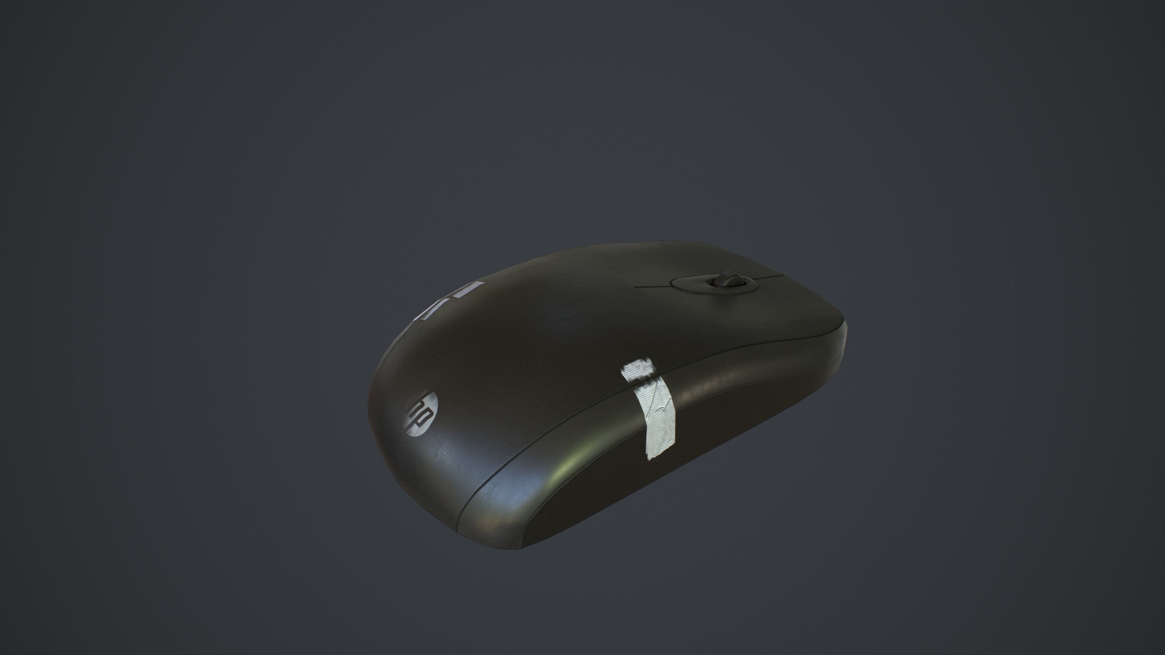 Used Black Computer Mouse Low-poly 3D model_7