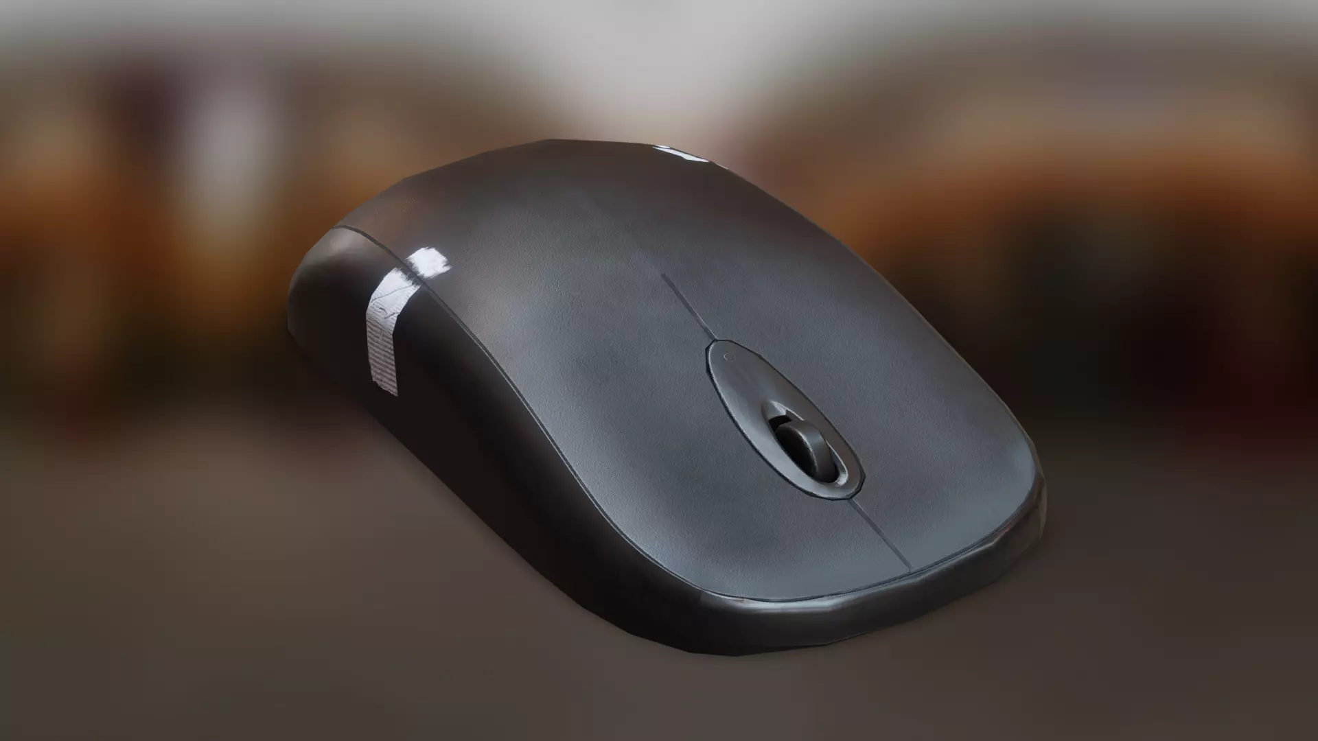 Used Black Computer Mouse Low-poly 3D model_0