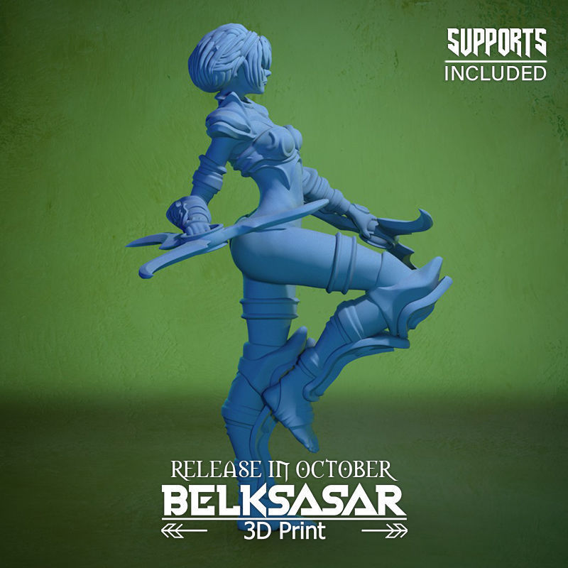 Grove Assassin Elf Girl Normal and Nude 3D print model_29