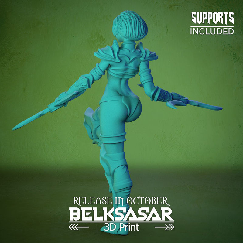 Grove Assassin Elf Girl Normal and Nude 3D print model_17