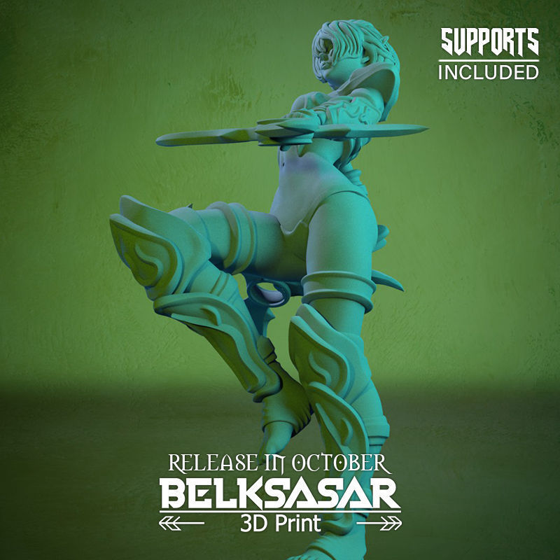 Grove Assassin Elf Girl Normal and Nude 3D print model_58