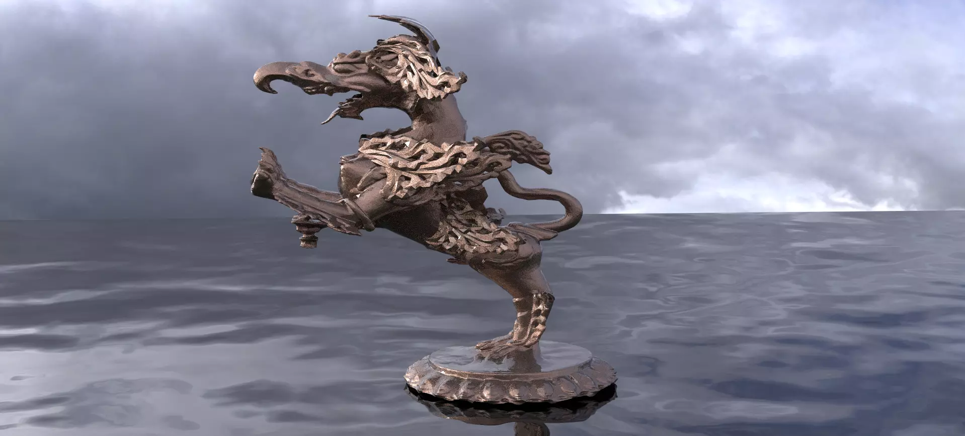 Steampunk dragon stand 3D model