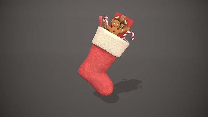 Filled Christmas Stocking Low-poly 3D model