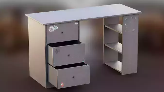 Grey Dirty and Clean Desk Low-poly 3D model Grey Dirty and Clean Desk Low-poly 3D model