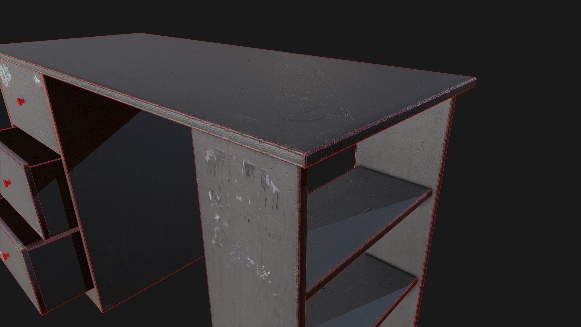 Grey Dirty and Clean Desk Low-poly 3D model_13