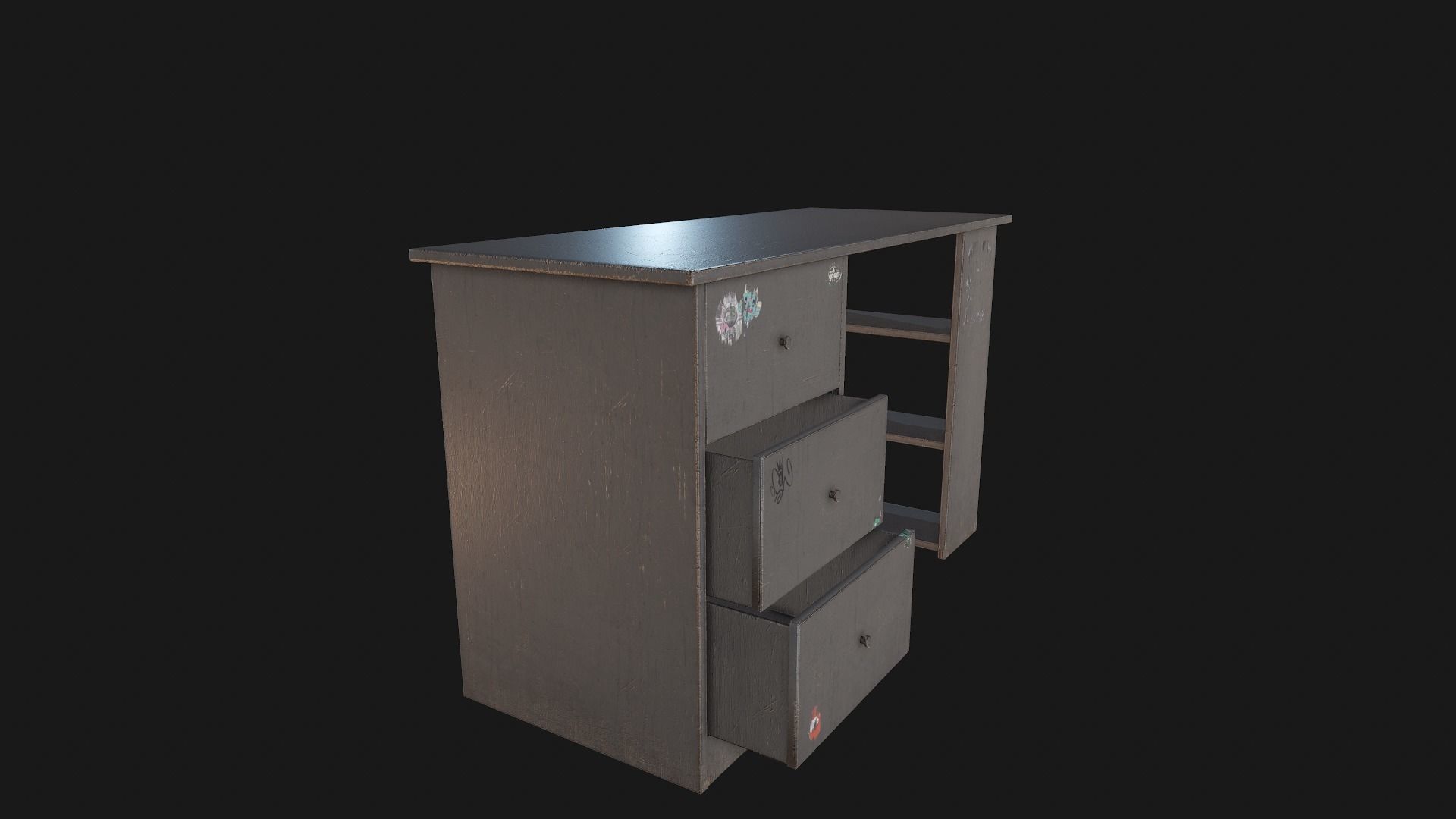 Grey Dirty and Clean Desk Low-poly 3D model_5