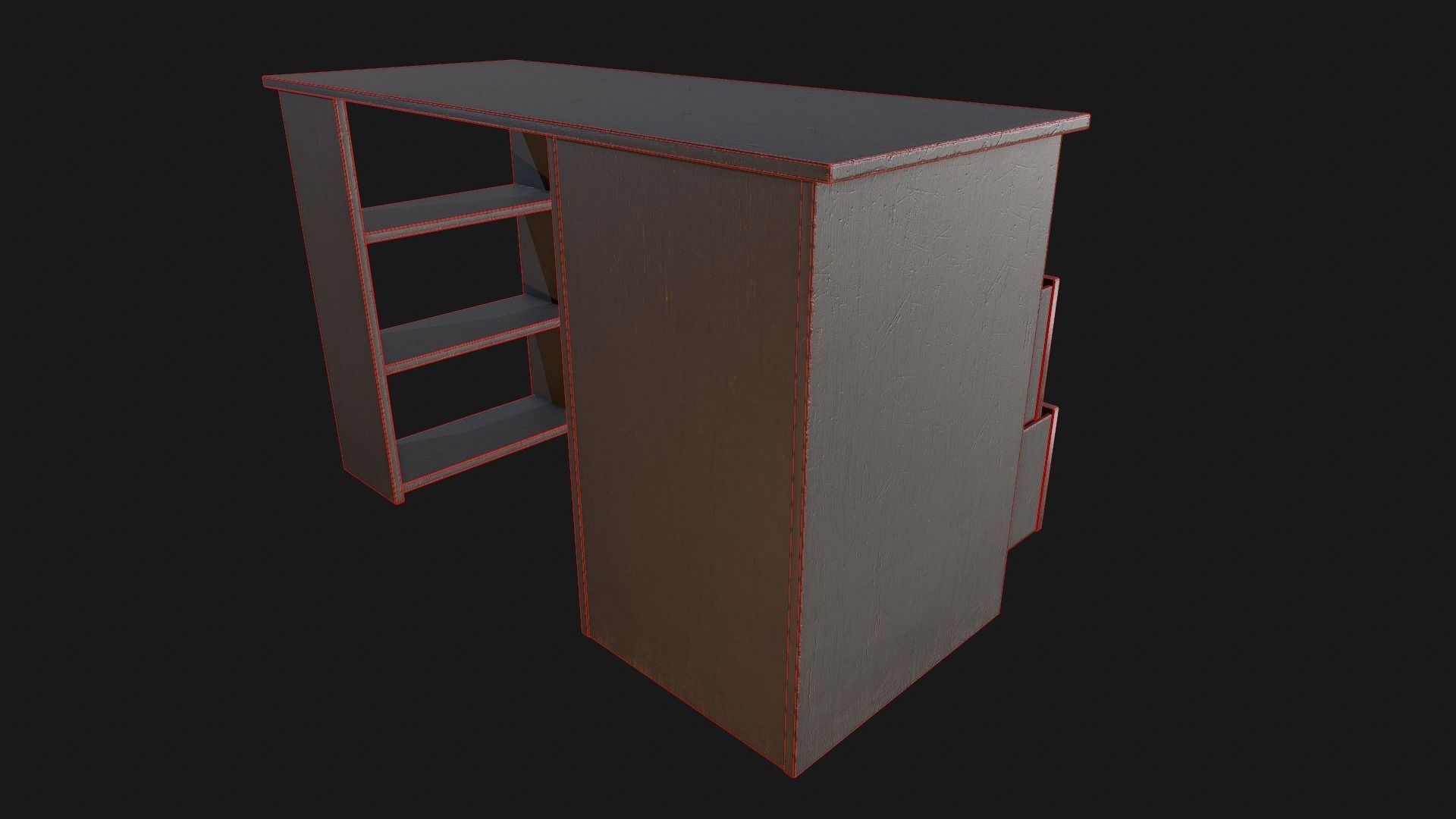 Grey Dirty and Clean Desk Low-poly 3D model_15