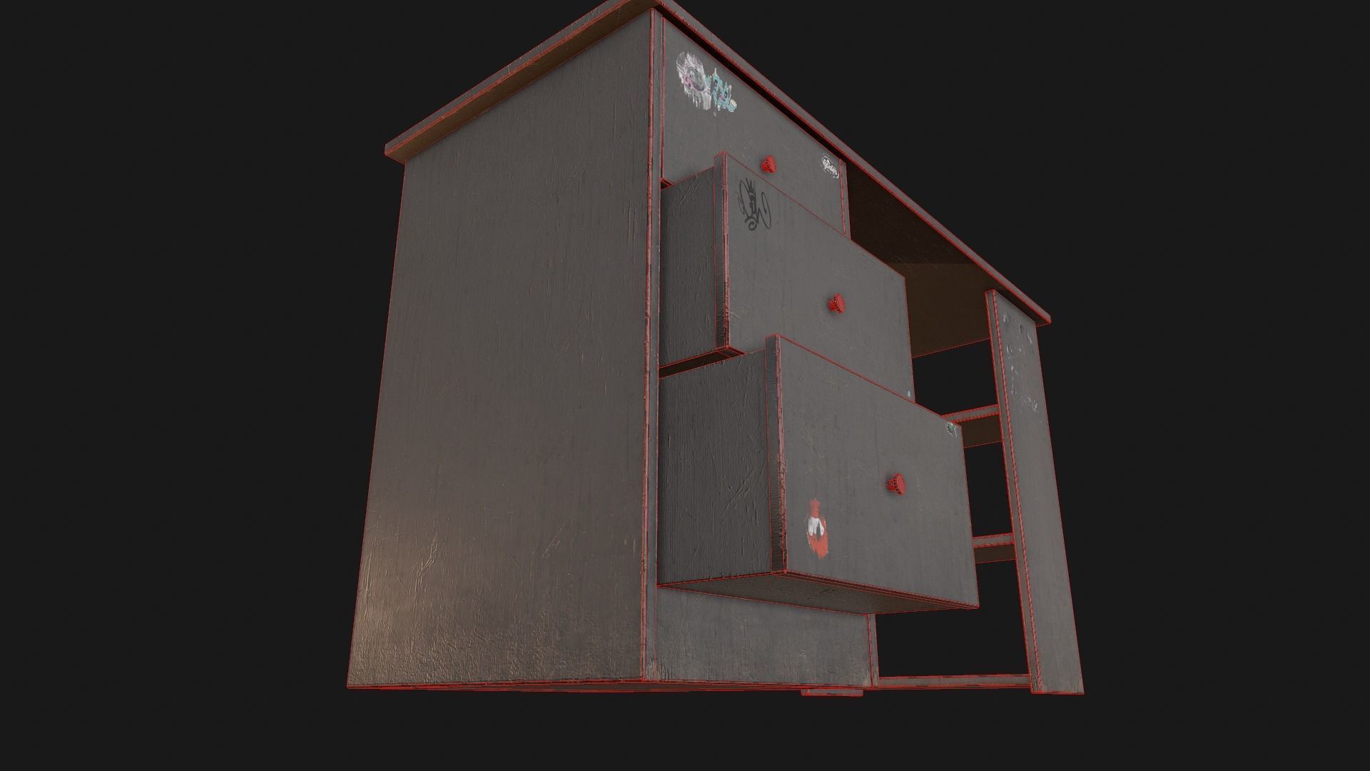 Grey Dirty and Clean Desk Low-poly 3D model_14