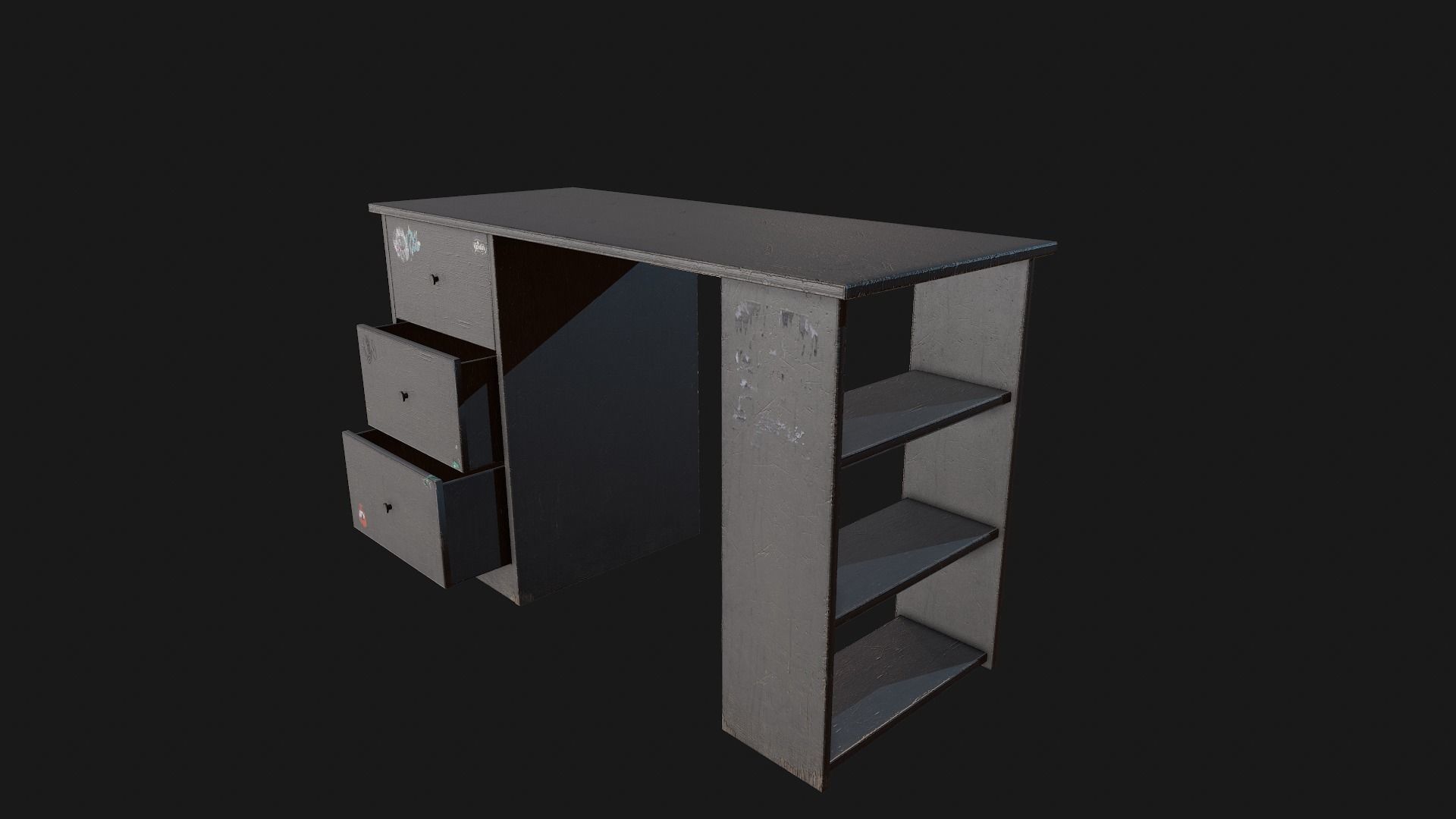 Grey Dirty and Clean Desk Low-poly 3D model_3