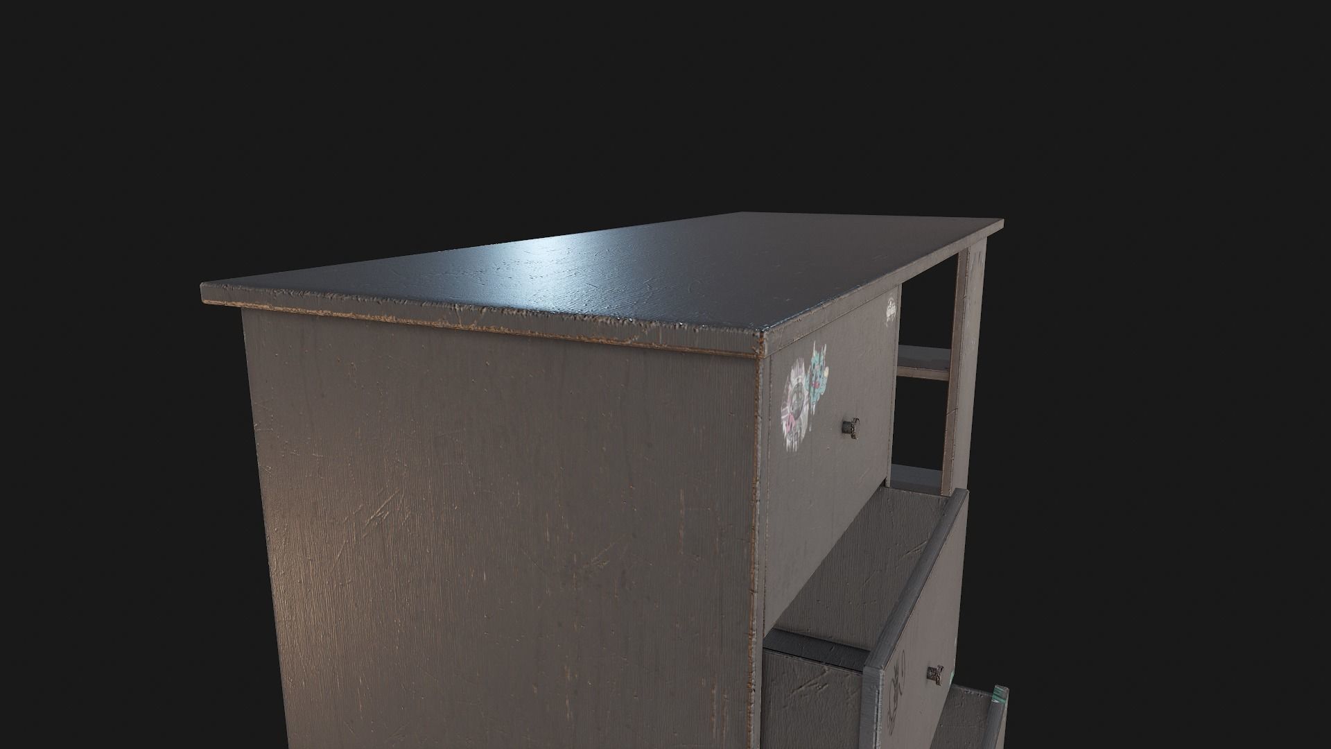 Grey Dirty and Clean Desk Low-poly 3D model_10