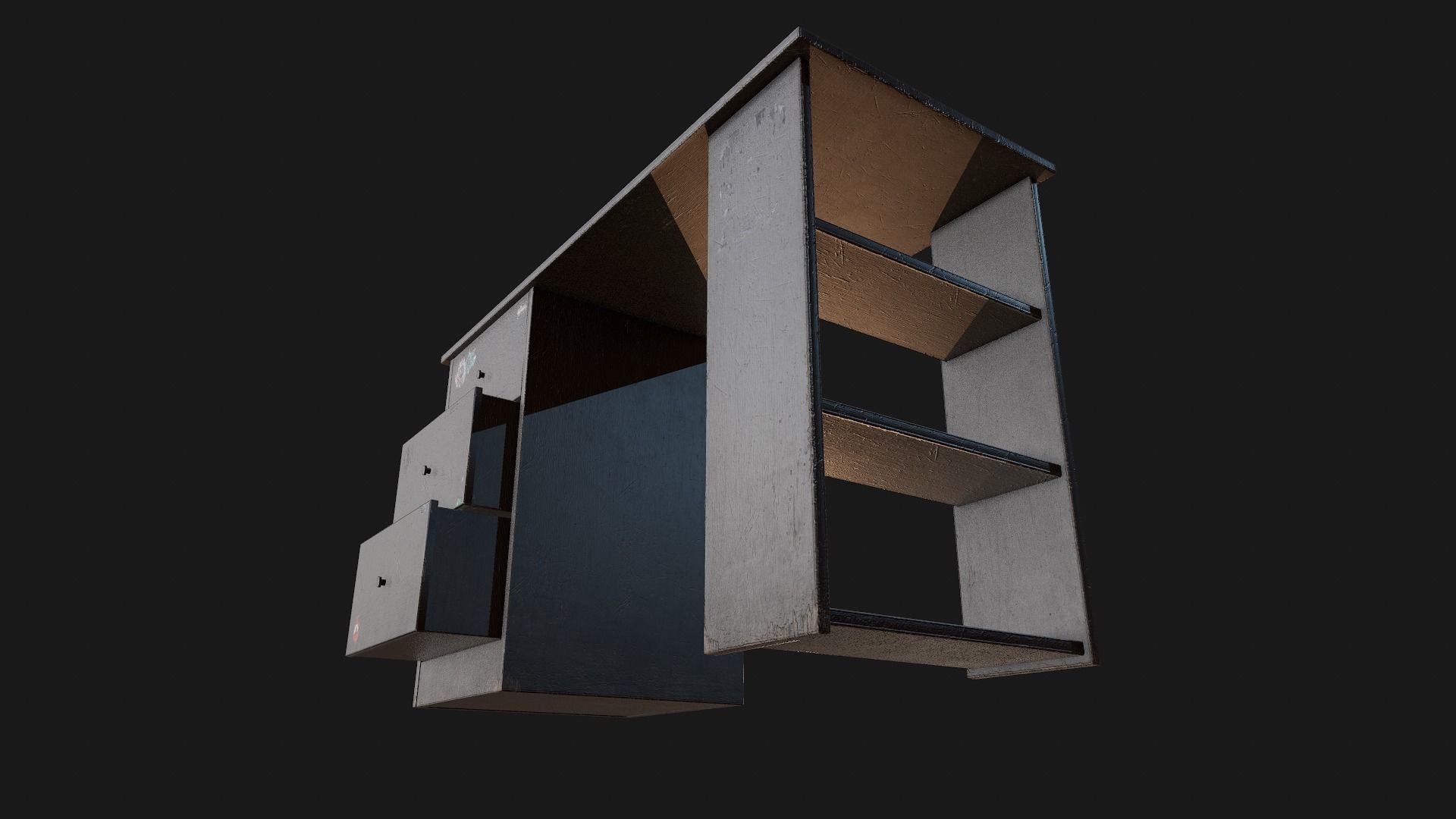 Grey Dirty and Clean Desk Low-poly 3D model_9