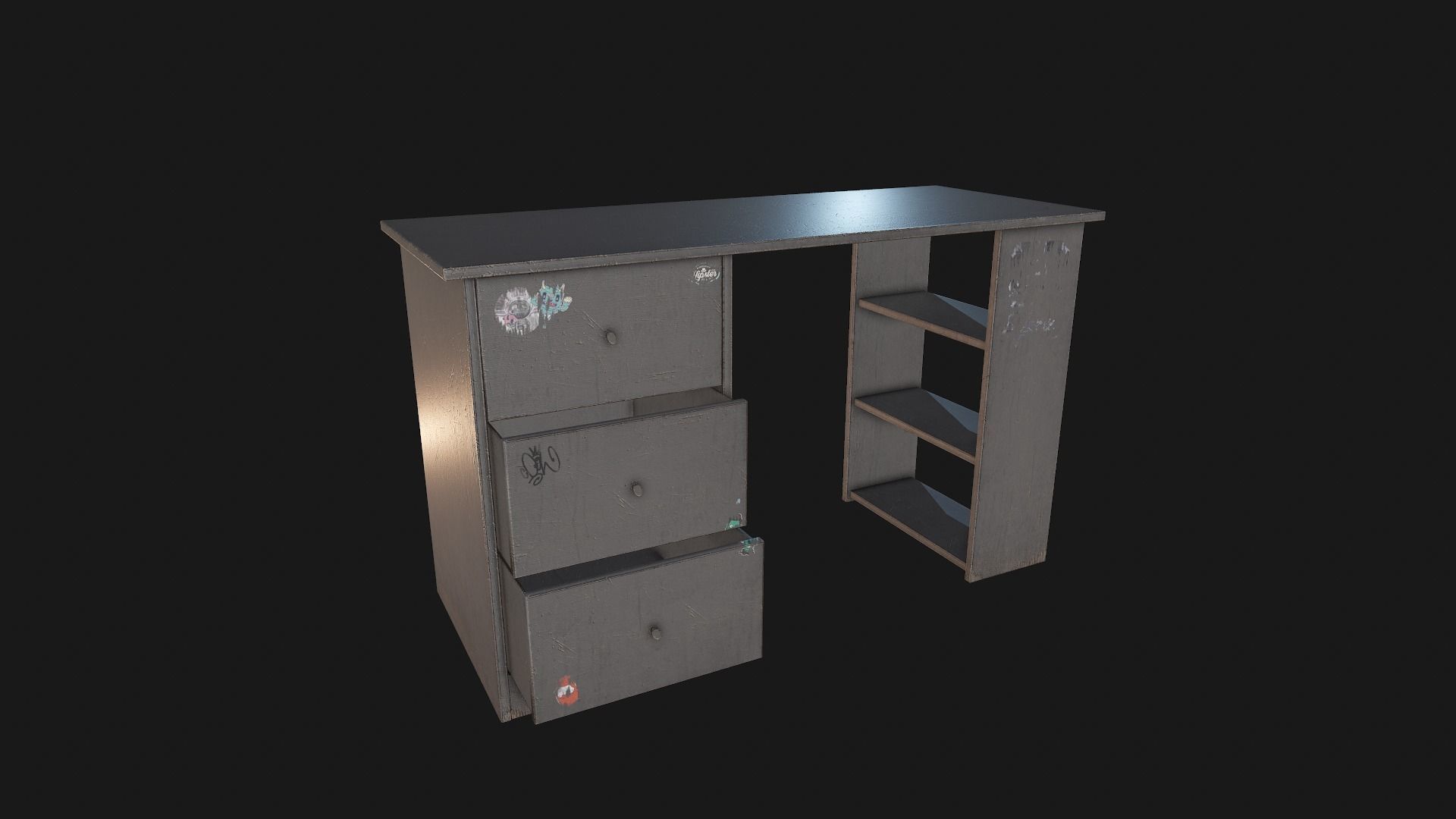 Grey Dirty and Clean Desk Low-poly 3D model_2
