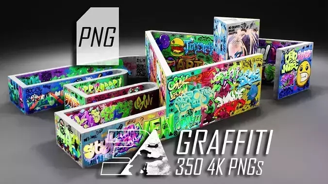 350 Graffiti 4K PNG Cutouts Texture
