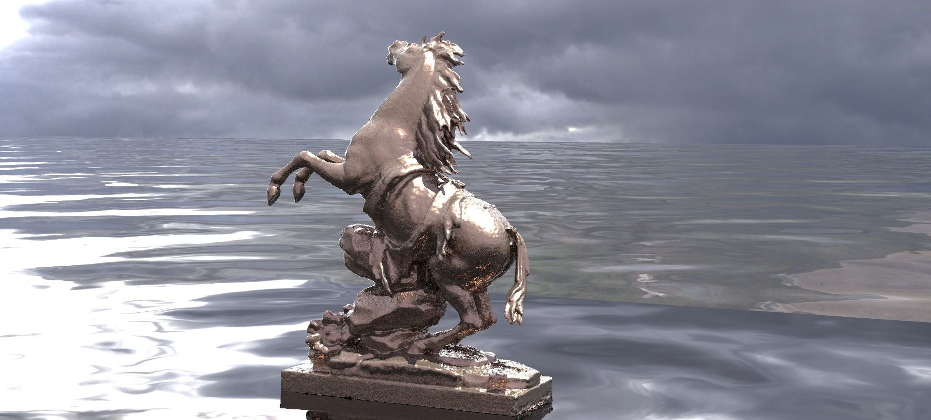 Horse Statue mirrored design 3D model_2