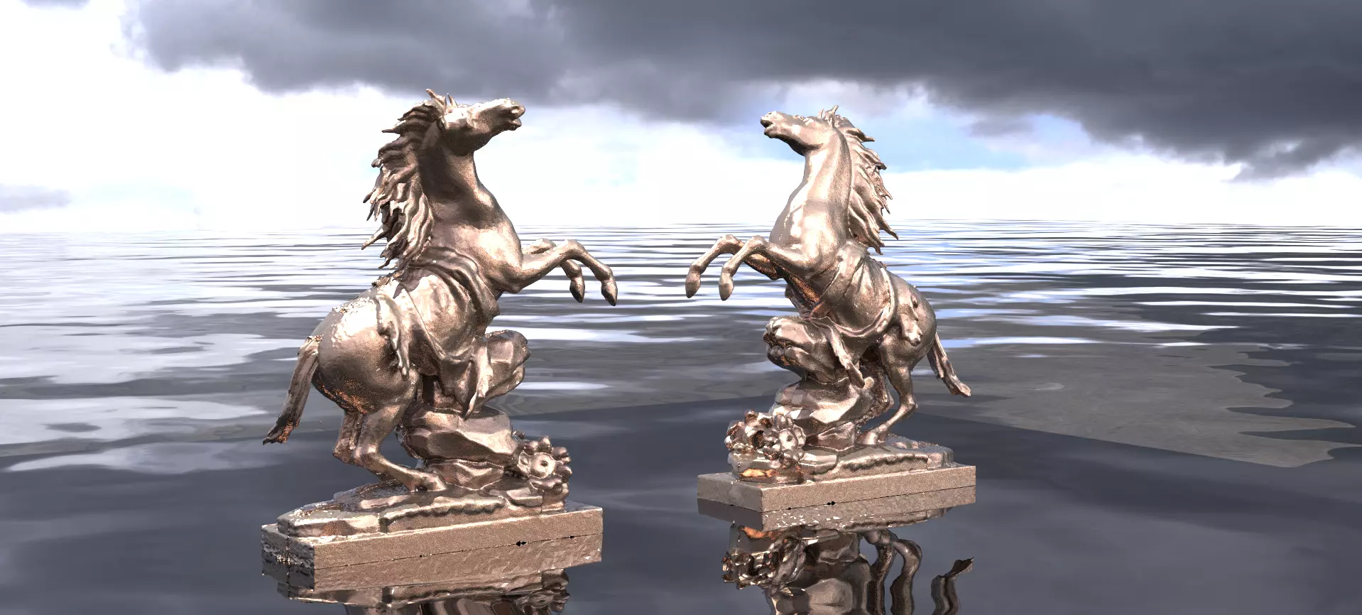 Horse Statue mirrored design 3D model_0