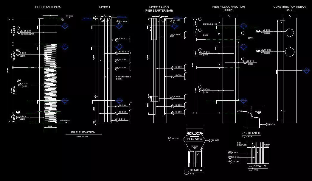 Parametric Pile Rebar cage 3D model_0