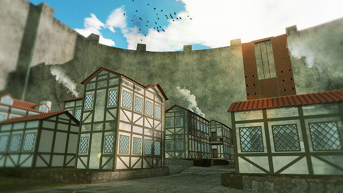 City Attack Of Titan - The wall Maria 3D model 3