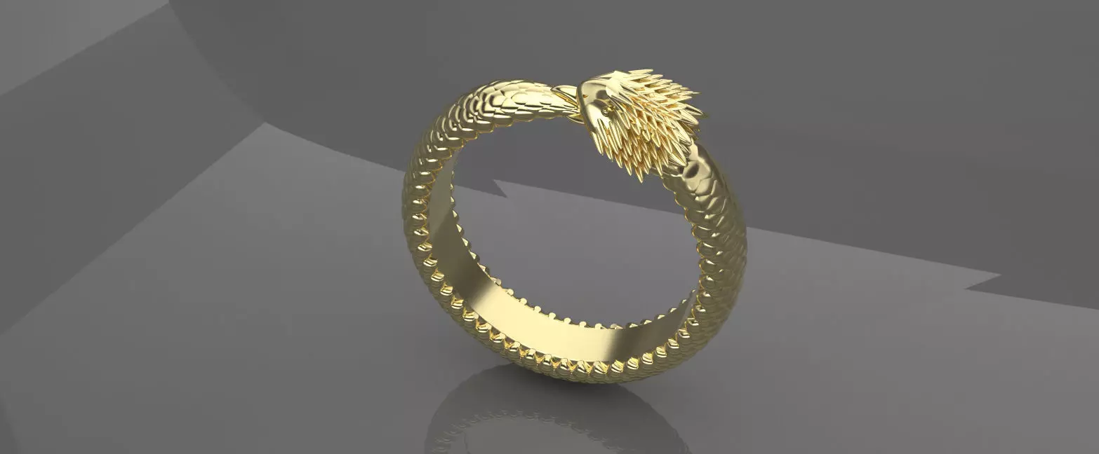 Eagle Eating Snake Ring 3D print model
