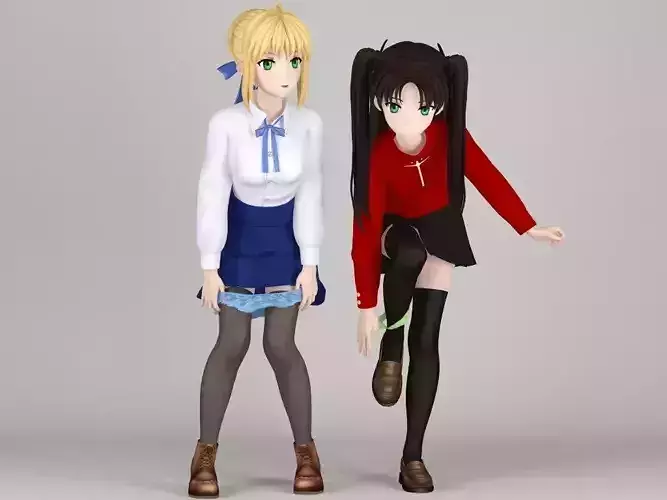 Saber and Rin Tohsaka pose 03