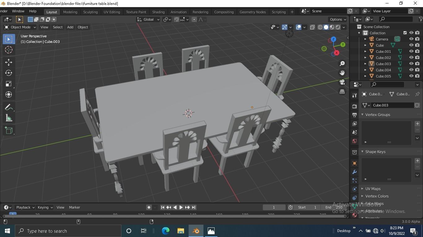 Furniture table Low-poly 3D model_8