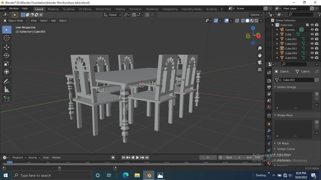 Furniture table Low-poly 3D model_9
