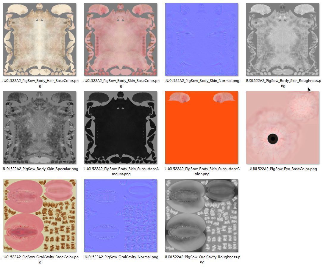 Female Pig Rigged VFX Grace 3D model_14