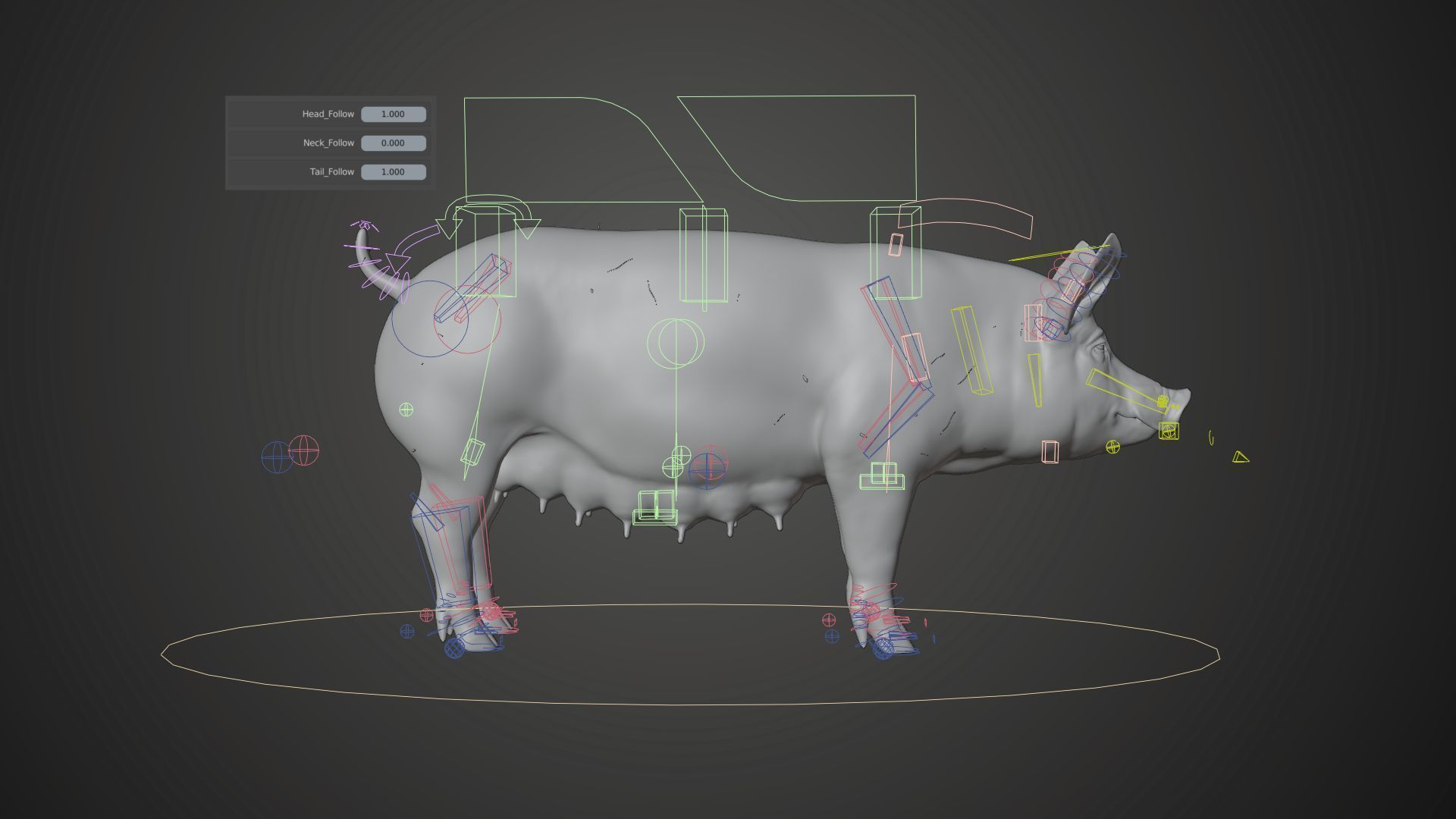 Female Pig Rigged VFX Grace 3D model_11
