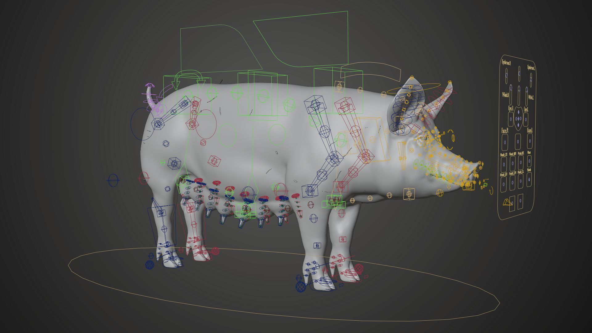Female Pig Rigged VFX Grace 3D model_10