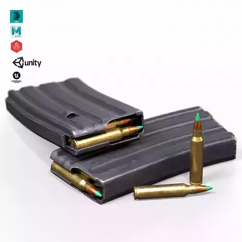 AR-15 Alloy Magazine 20-Round Low-poly 3D model