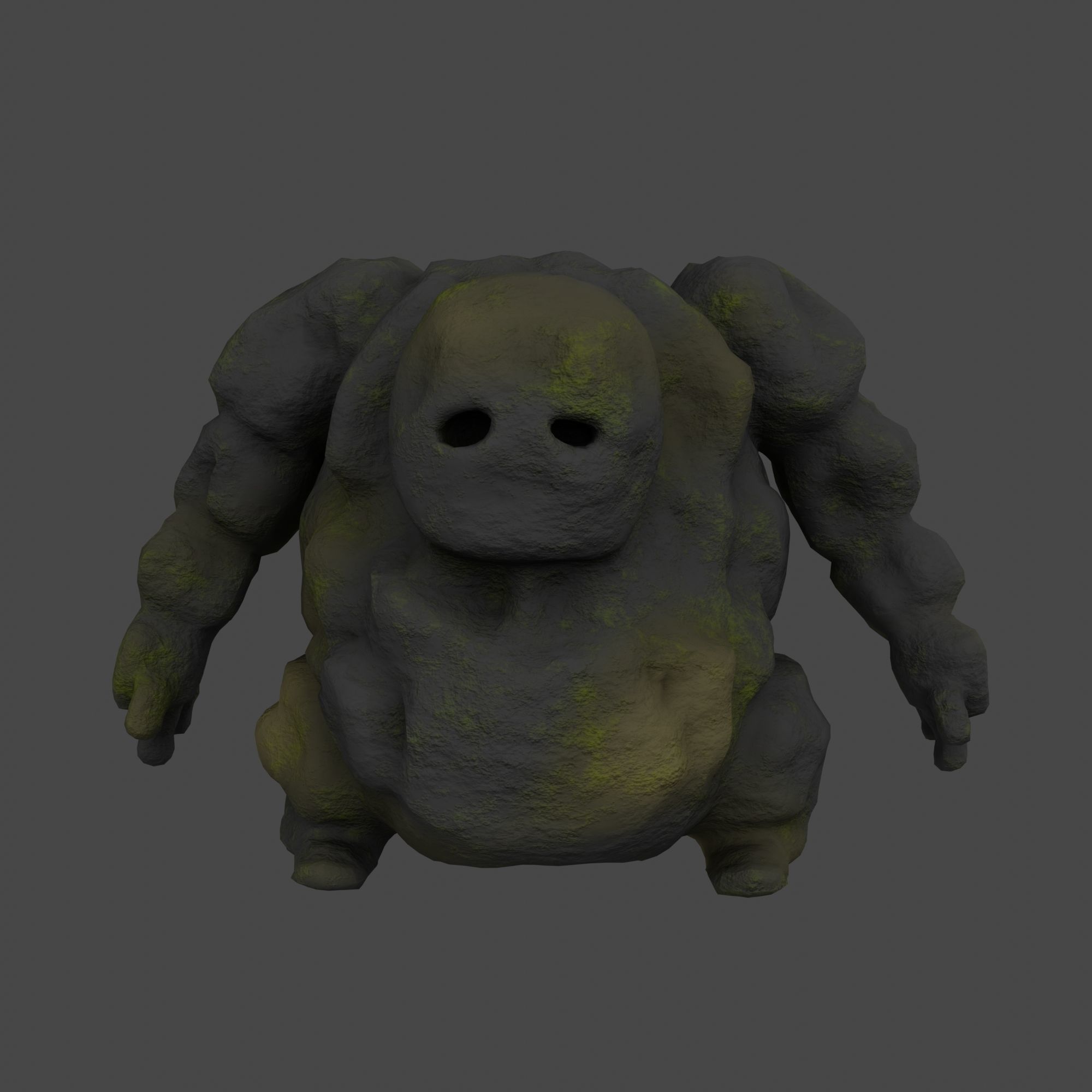 Stone Golem with Quads Mesh Topology 3D model_1