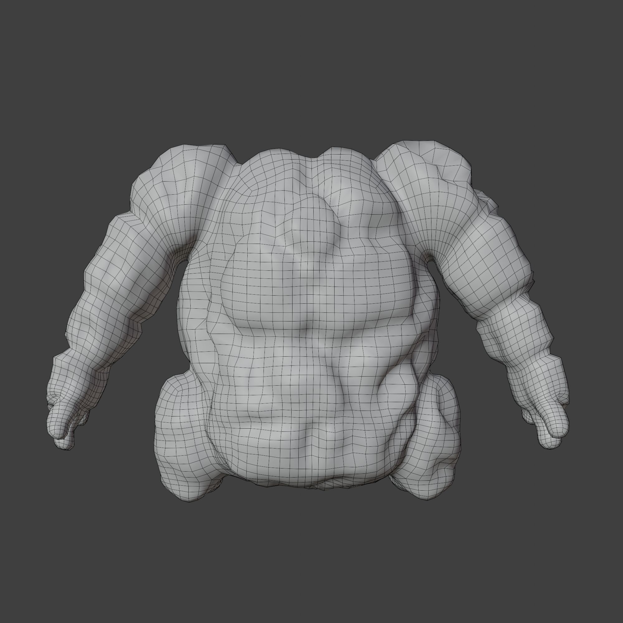 Stone Golem with Quads Mesh Topology 3D model_10