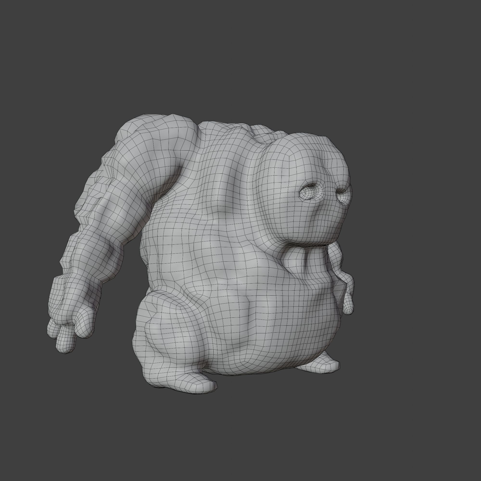Stone Golem with Quads Mesh Topology 3D model_16