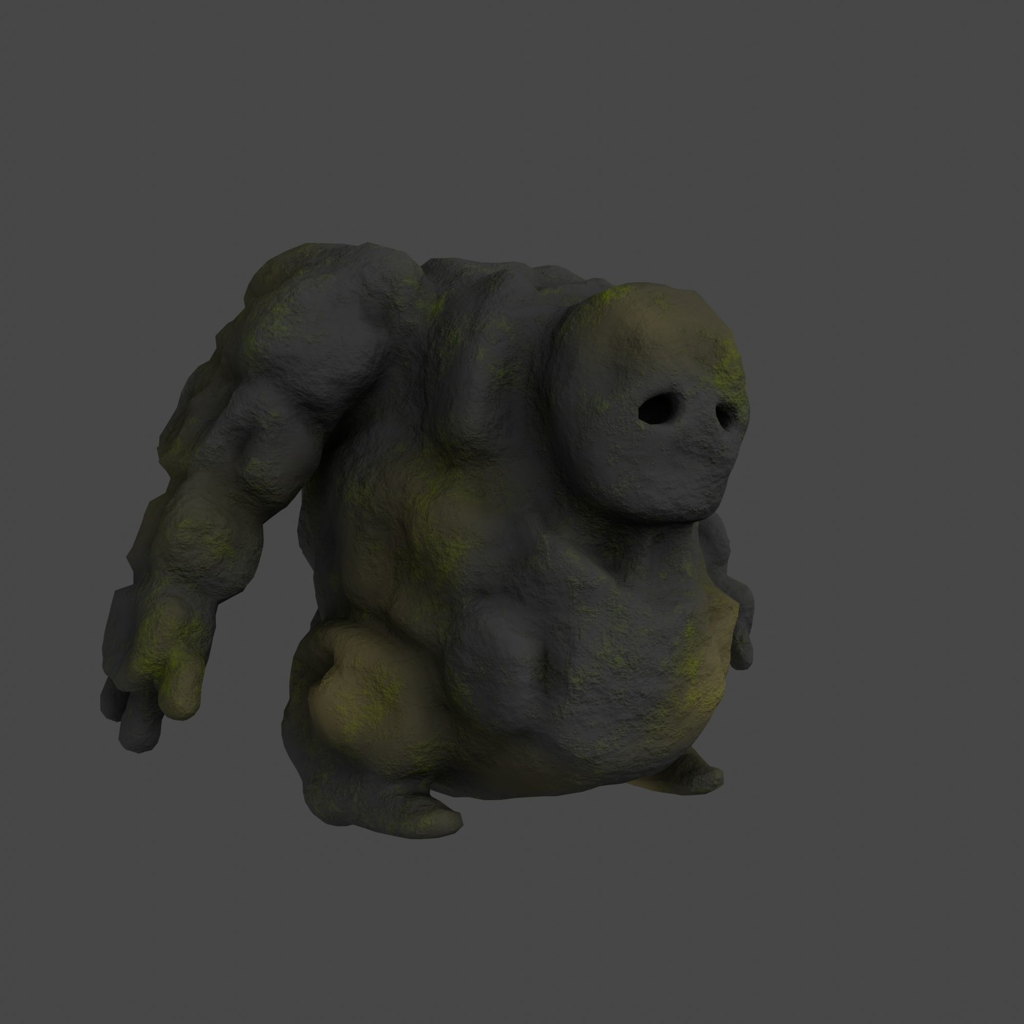 Stone Golem with Quads Mesh Topology 3D model_15