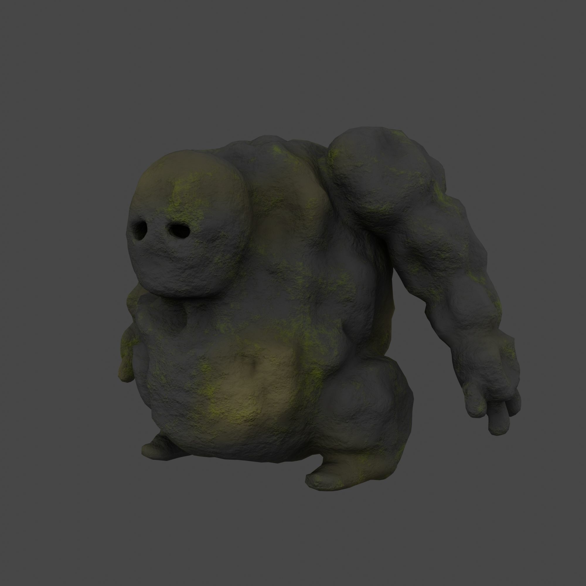 Stone Golem with Quads Mesh Topology 3D model_3