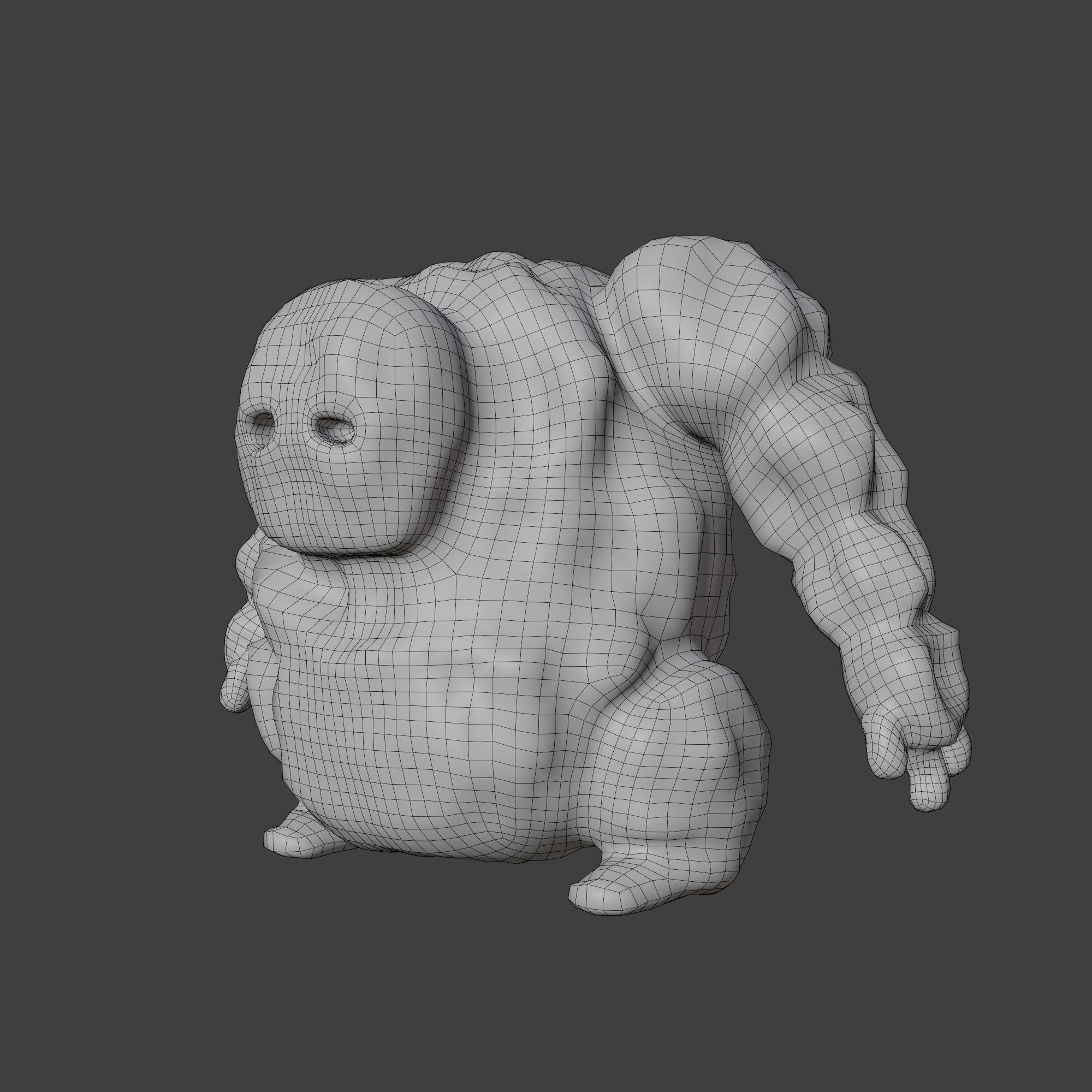 Stone Golem with Quads Mesh Topology 3D model_4