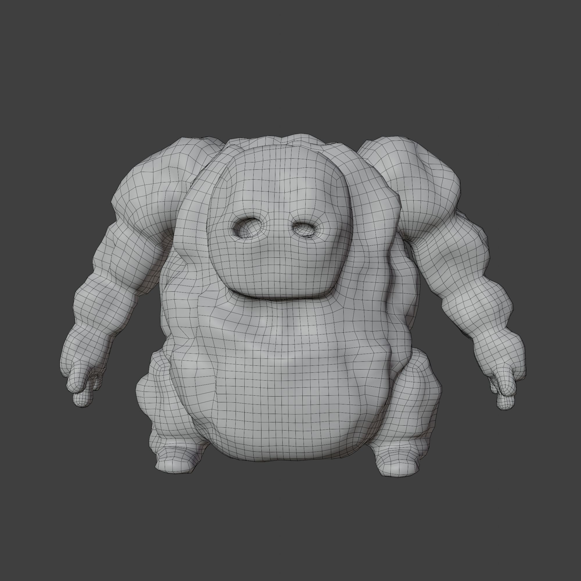 Stone Golem with Quads Mesh Topology 3D model_2