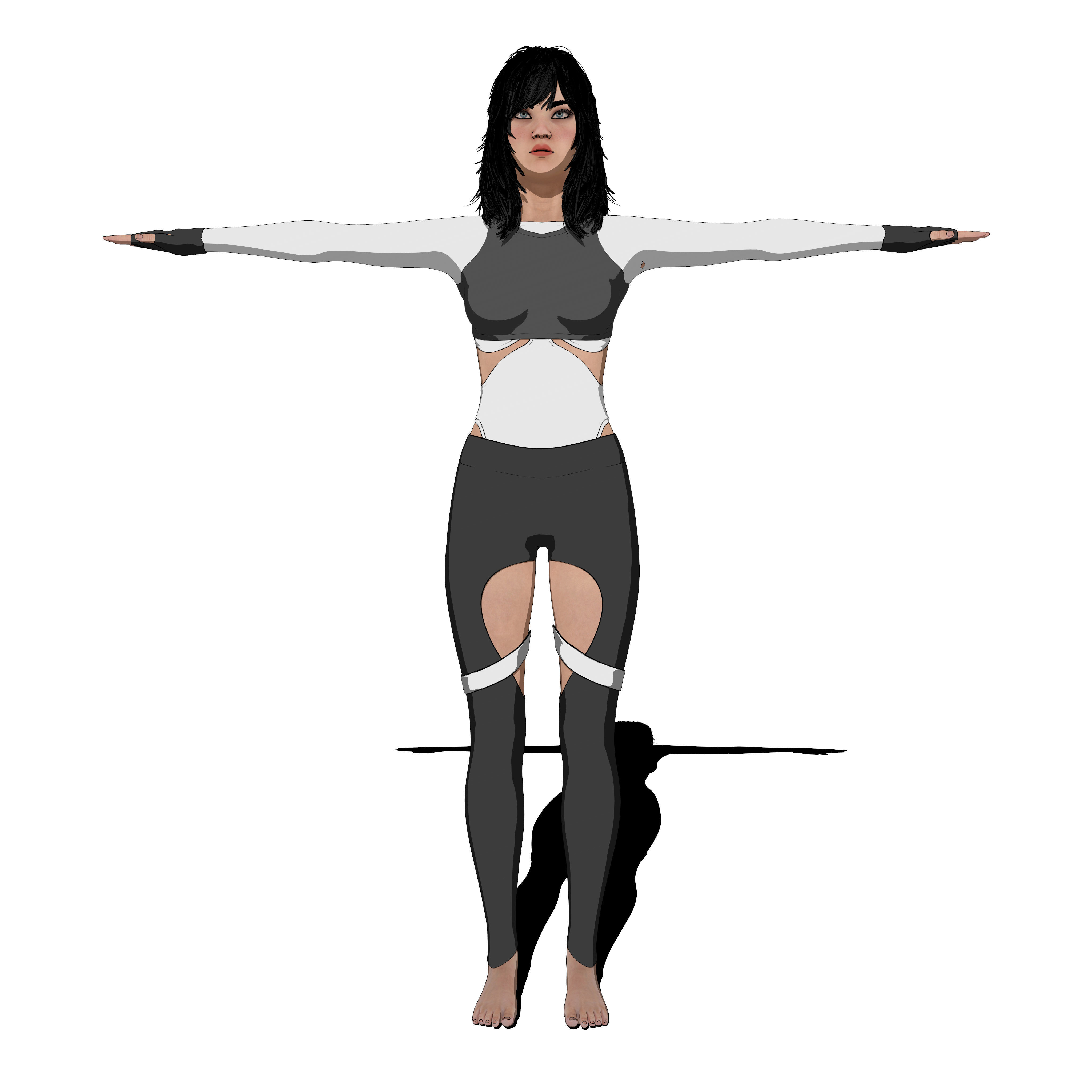 Lina Rigged Female Model with Facial Blend shapes Low-poly 3D model_4