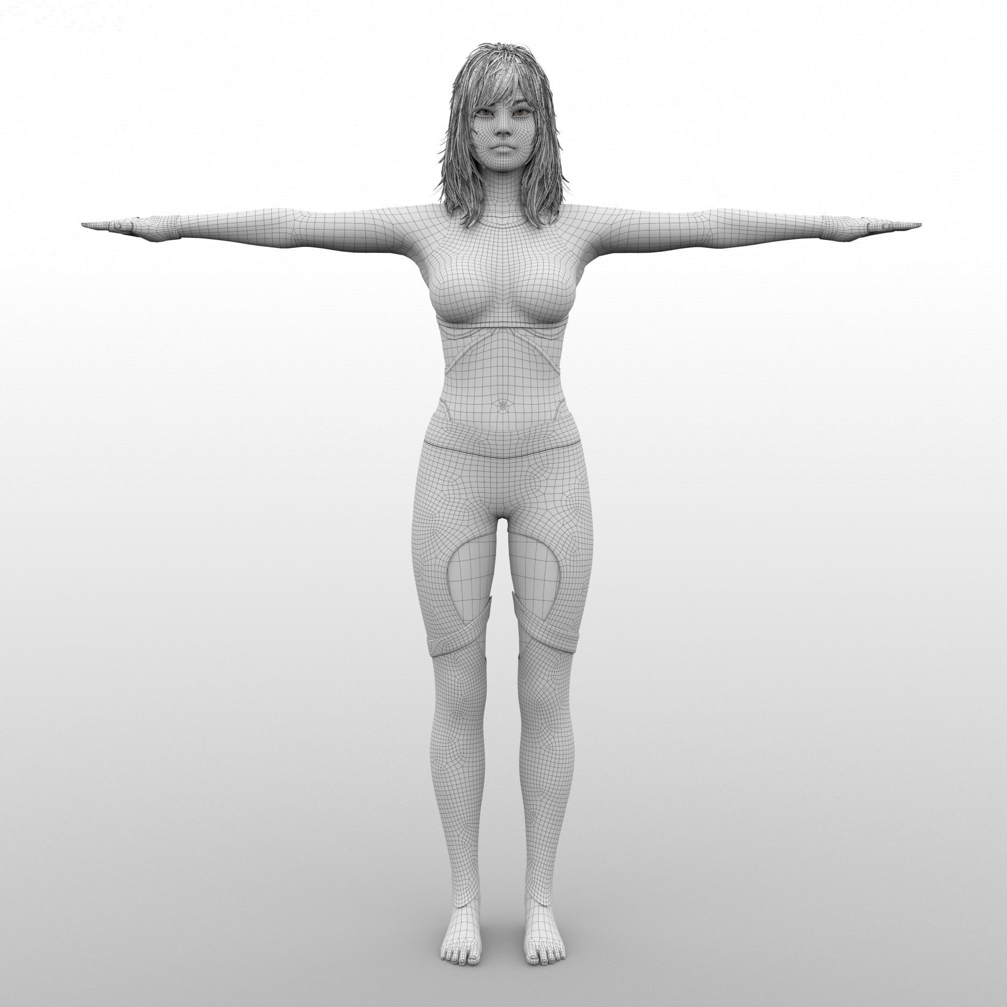 Lina Rigged Female Model with Facial Blend shapes Low-poly 3D model_7