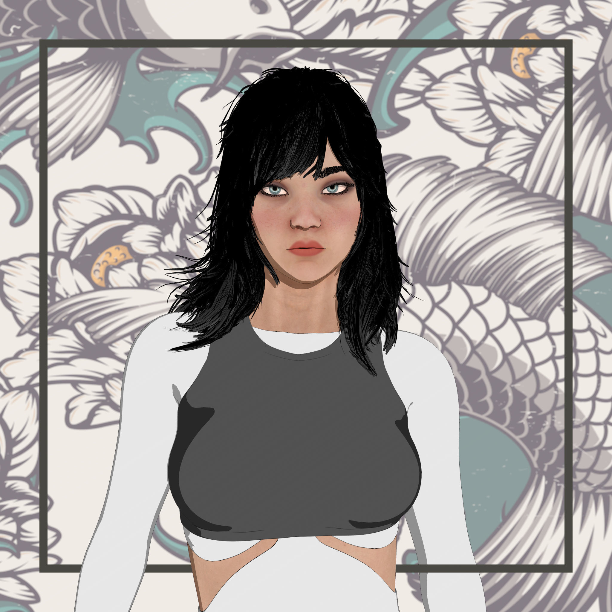 Lina Rigged Female Model with Facial Blend shapes Low-poly 3D model_3