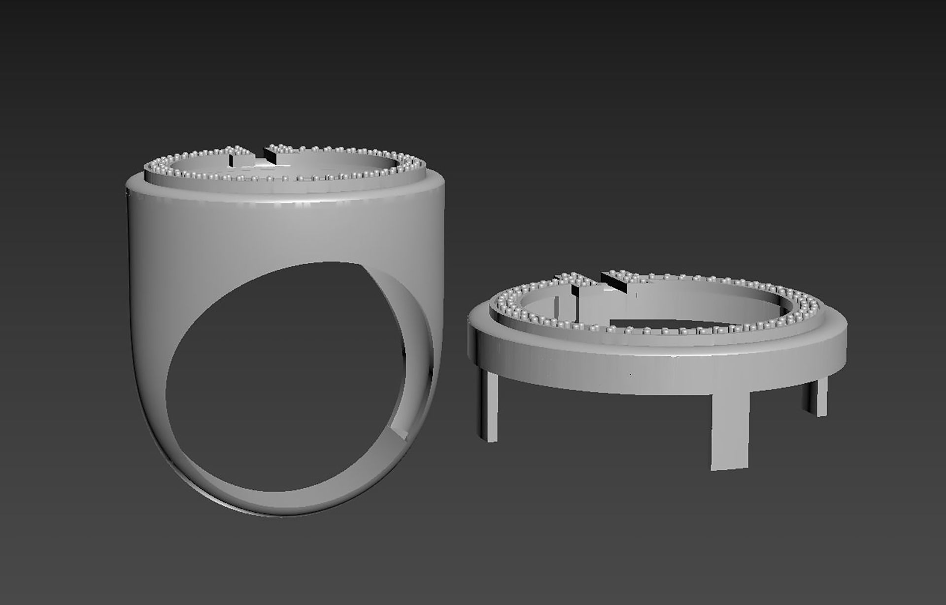 Set S 01 gold ring with coin inside 3D print model_4