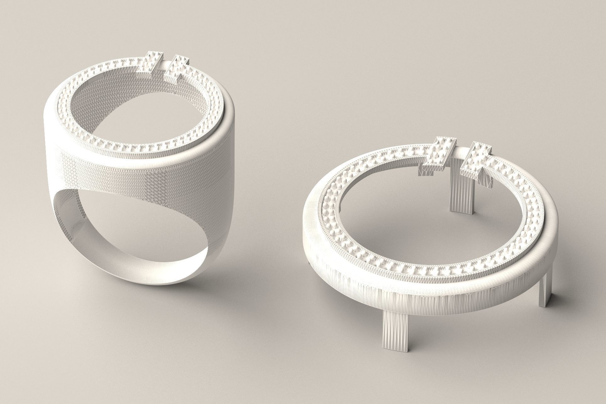 Set S 01 gold ring with coin inside 3D print model_5