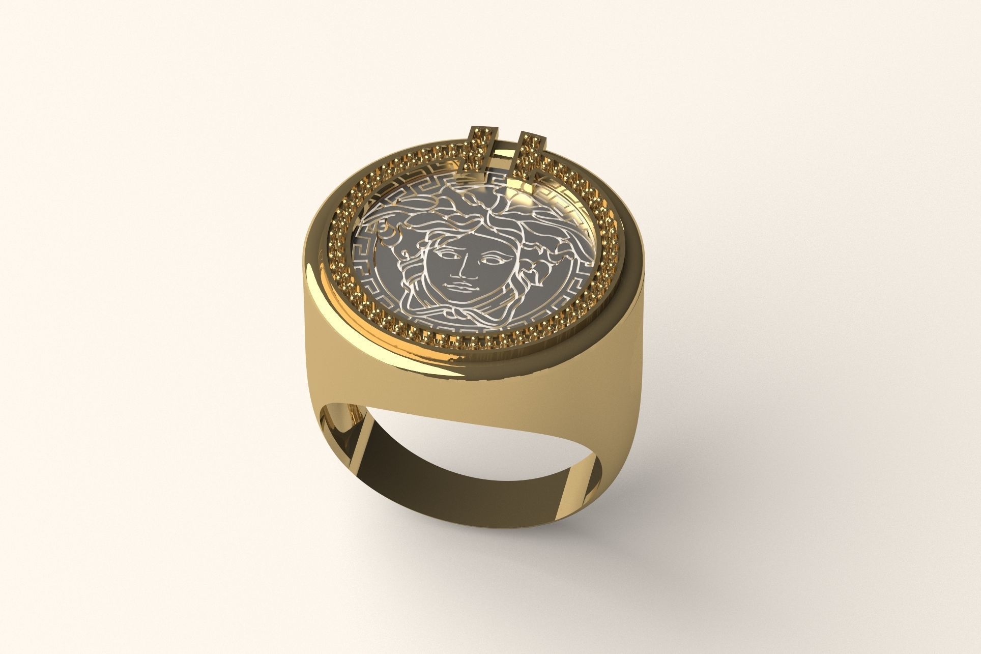 Set S 01 gold ring with coin inside 3D print model_2