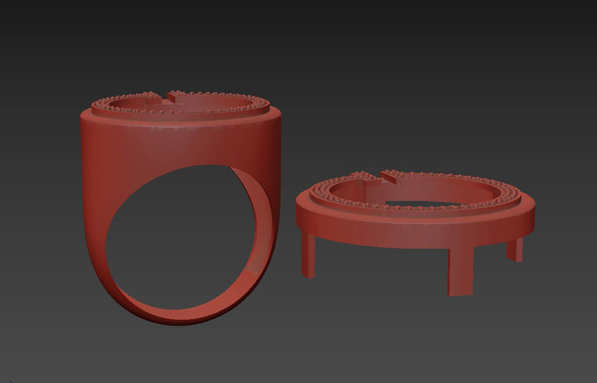 Set S 01 gold ring with coin inside 3D print model_6