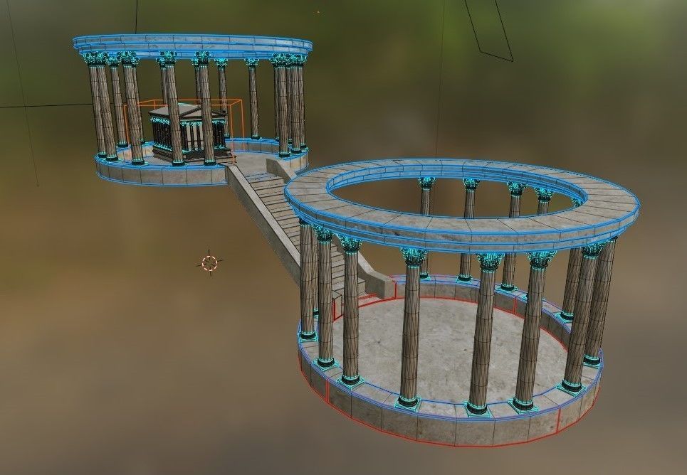 the ancient temple Low-poly 3D model_8