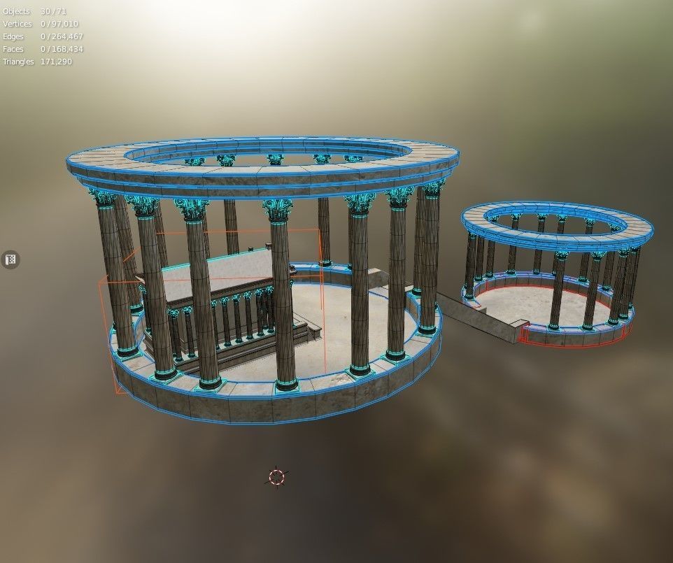 the ancient temple Low-poly 3D model_2